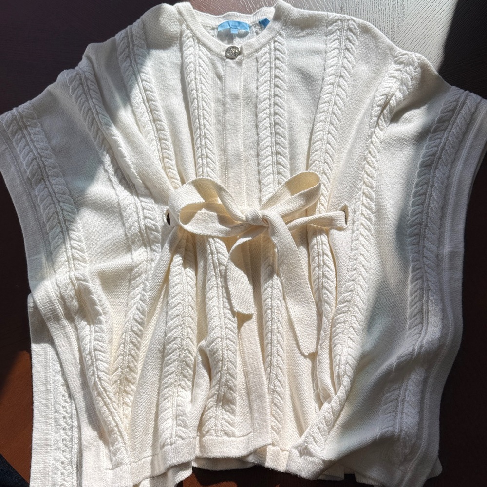 Draper James Cream Cable Knit Sweater Poncho